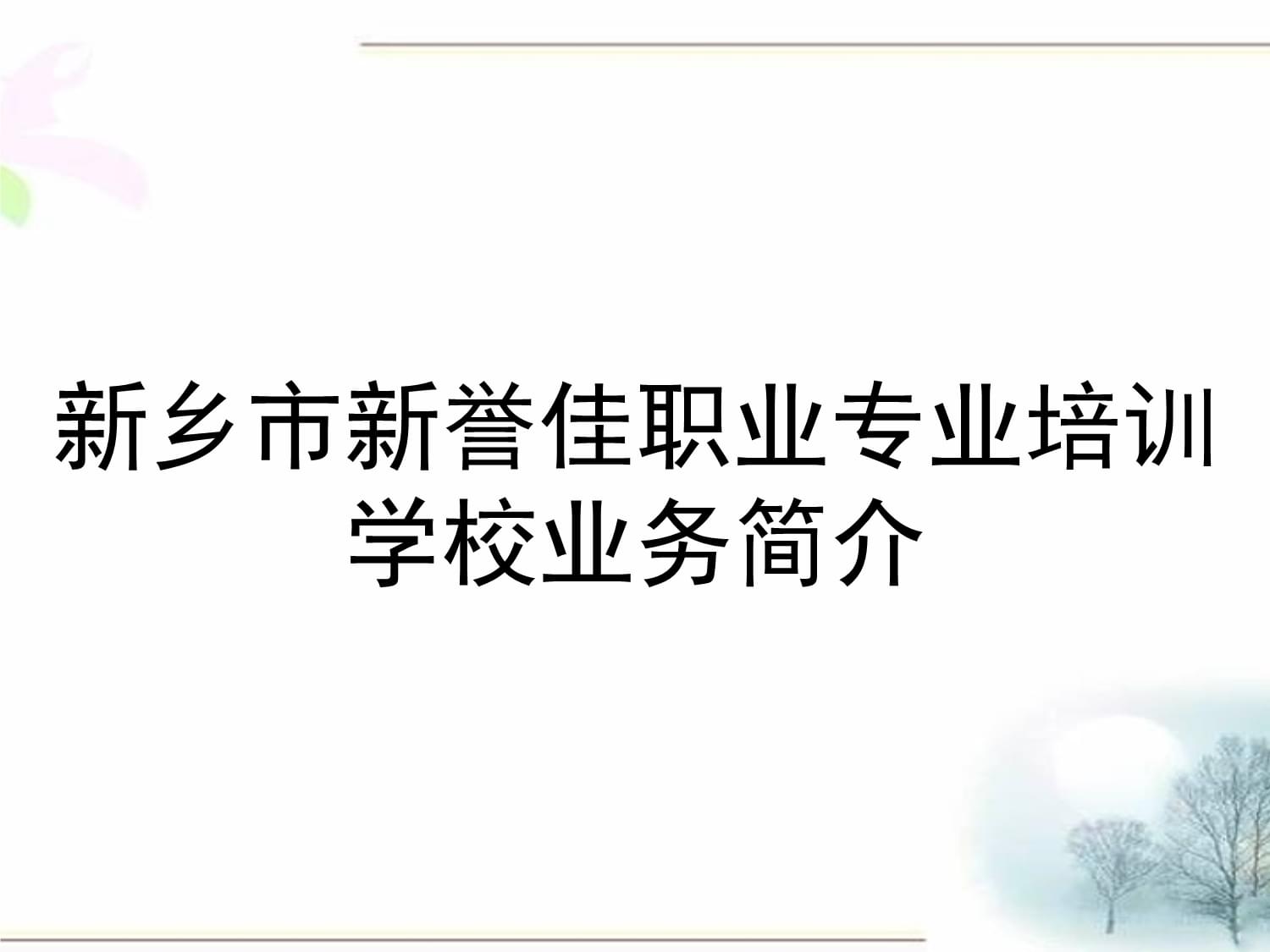 新乡市新誉佳职业专业培训学校业务简介